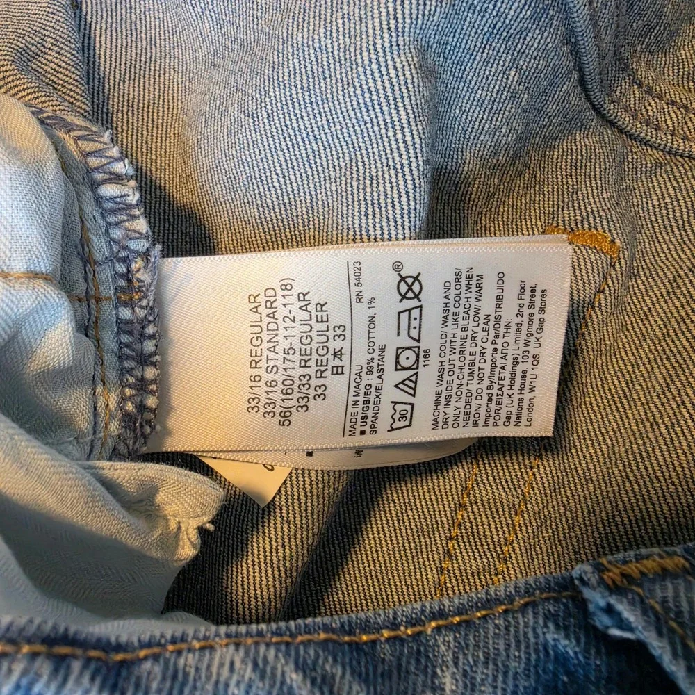 Gap Cheeky Straight Jeans 33 16 Reg Blue High Rise Front‎ Seam Raw Hem Boho 90s